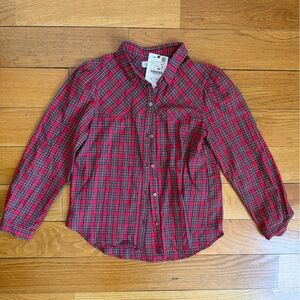 NEW Zara Tartan Red Plaid Button-Up Western style Shirt